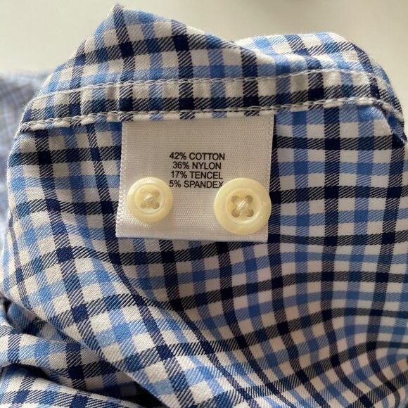 Peter Millar Button Down Shirt Size XXL Blue Plaid Dress Shirt Long Sleeve Work - Picture 5 of 5